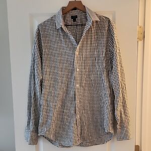 Mens Green And White Plaid Button Up Shirt